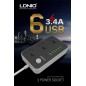 Bloc Multiprises LDNIO SC3604 avec 3 Prises 2500W 10A + 6 Ports USB 3,4A 2M Bloc Multiprises LDNIO SC3604 avec 3 Prises 2500W 10A + 6 Ports USB 3,4A 2M