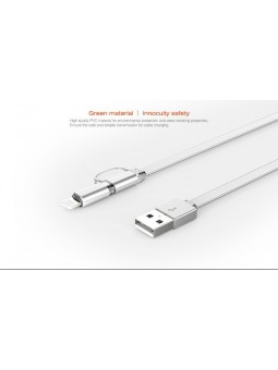 Câble 2 en 1 (Pour iPhone+Micro-USB) LDNIO LC84 Argent 1m