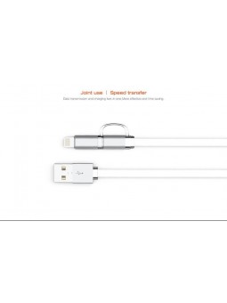 Câble 2 en 1 (Pour iPhone+Micro-USB) LDNIO LC84 Argent 1m