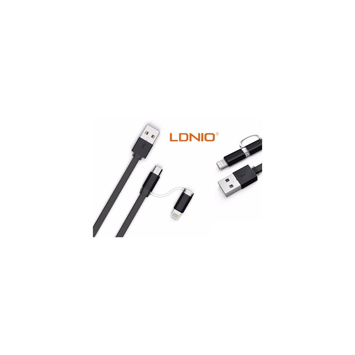 Câble 2 en 1 (Lighting+Micro-USB) LDNIO LC84 Noir 1m