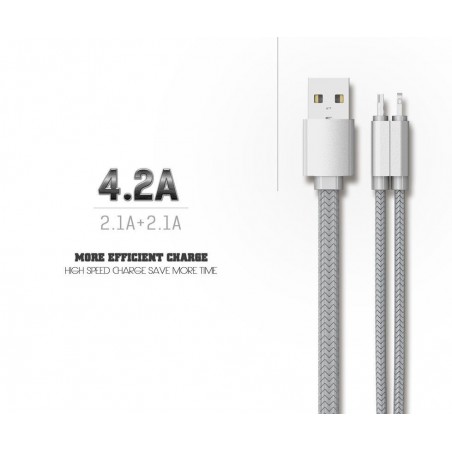 Câble 2 en 1 (Pour iPhone+Micro-USB) LDNIO LC86 Argent 1.1m