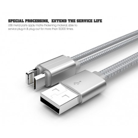 Câble 2 en 1 (Pour iPhone+Micro-USB) LDNIO LC86 Argent 1.1m