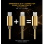 Câble 2 en 1 (Pour iPhone + Micro-USB) LDNIO LC88 Or 1m Câble 2 en 1 (Pour iPhone + Micro-USB) LDNIO LC88 Or 1m