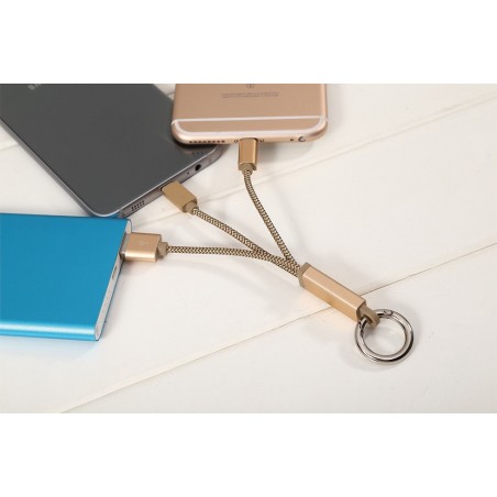 Câble 2 en 1 (Pour iPhone+Micro-USB) LDNIO LC89 Or 2.6cm