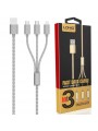 Câble 3 en 1 (Lighting+Micro-USB+Micro-USB) LDNIO LC85 Argent 1,2m