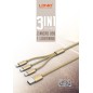 Câble 3 en 1 (Lighting+Micro-USB+Micro-USB) LDNIO LC85 Or 1,2m