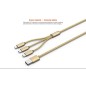 Câble 3 en 1 (Lighting+Micro-USB+Micro-USB) LDNIO LC85 Or 1,2m