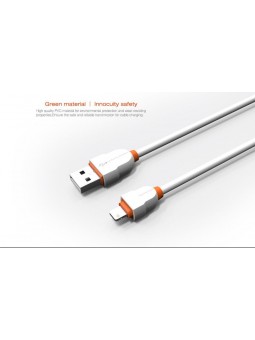 Câble Rond Lighting LDNIO LS02I Blanc-Orange 2m iPhone 5/6/7/6s/6s Plus/8/8 Plus