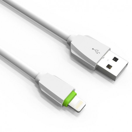 Câble Rond Pour iPhone LDNIO LS07I Blanc-Vert 1m iPhone 5/6/7/7 Plus/8/8 Plus/X