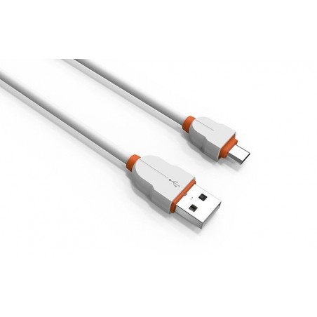 Câble Rond Micro-USB LDNIO LS02S Blanc-Orange 2m