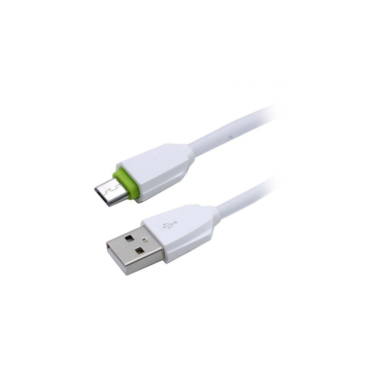 Câble Rond Micro-USB LDNIO LS07S Blanc-Vert 1m