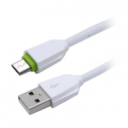 Câble Rond Micro-USB LDNIO LS07S Blanc-Vert 1m