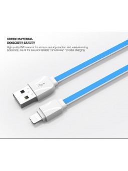 Câble Slim LDNIO XS-07AI Bleu 1m compatible iPhone 5/6/7/7Pus/8/8 Plus/X/6s