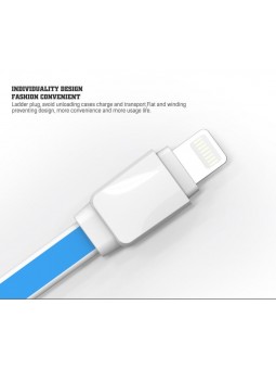 Câble Slim LDNIO XS-07AI Bleu 1m compatible iPhone 5/6/7/7Pus/8/8 Plus/X/6s
