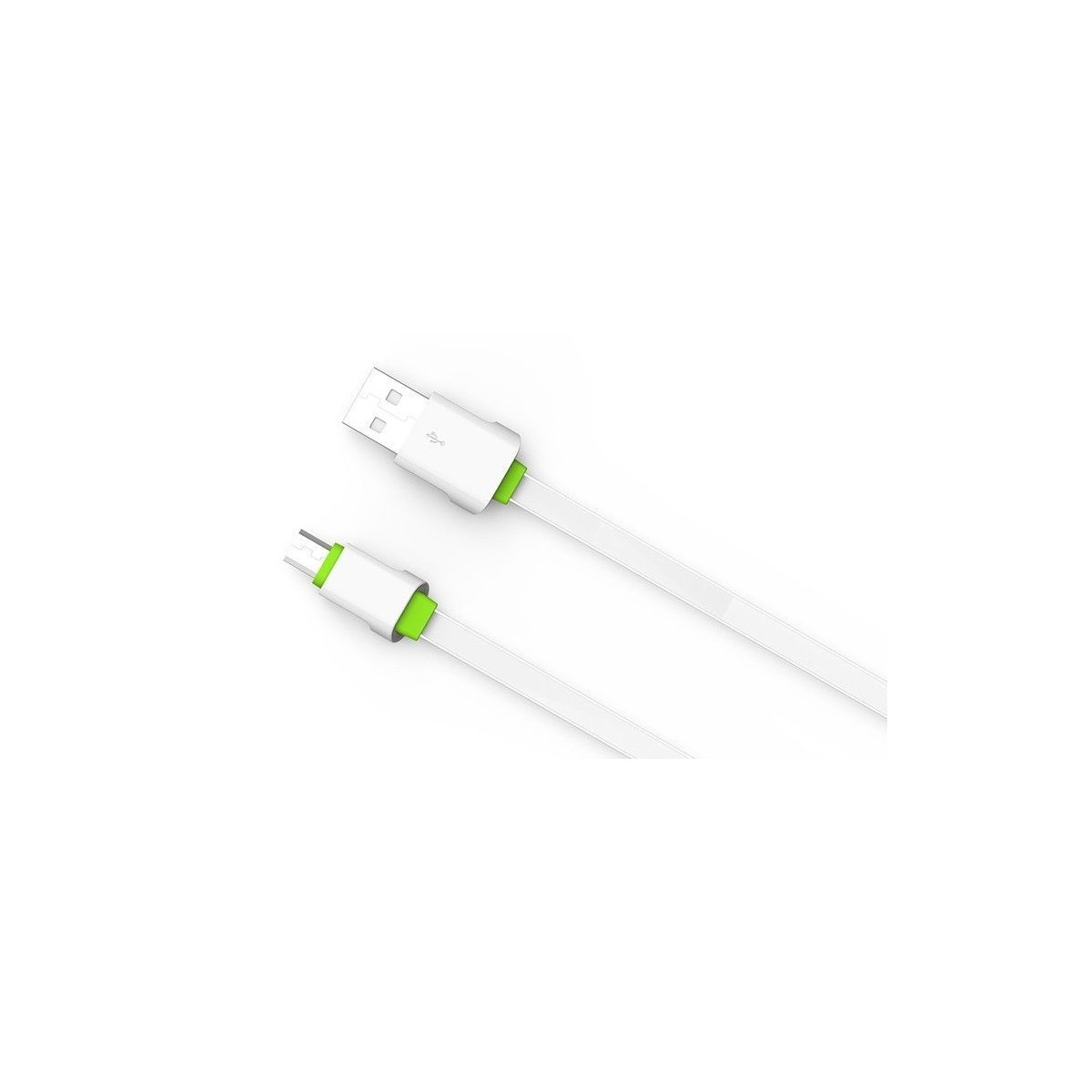 Câble Slim Micro-USB LDNIO LS01S Blanc-Vert 2m