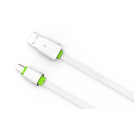 Câble Slim Micro-USB LDNIO LS01S Blanc-Vert 2m
