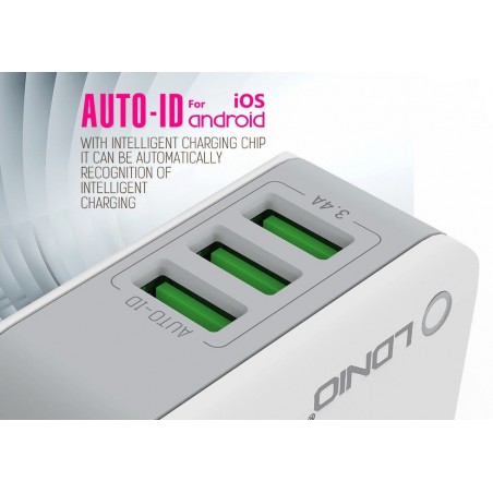 Chargeur Secteur 3 Ports USB LDNIO A3303 3.4A