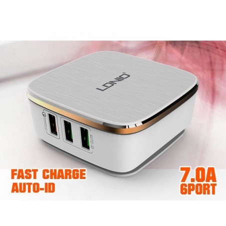 Chargeur Secteur Quick-Charge 2.0 + 5 Ports USB LDNIO A6704 7A