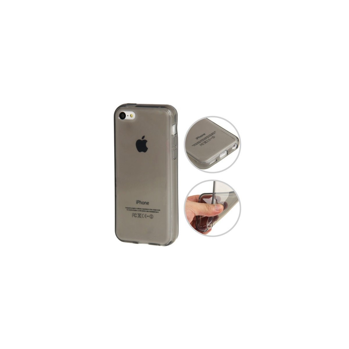 Coque lisse en Silicone Gel (TPU) pour iPhone 5C Gris