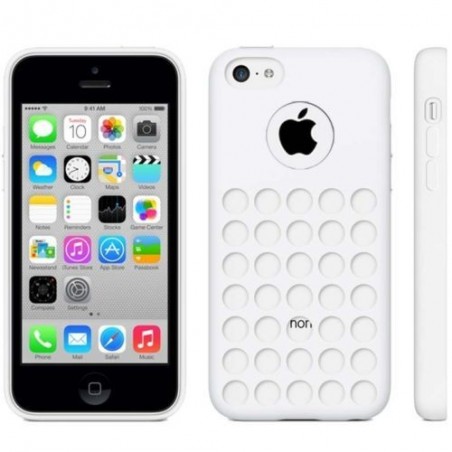 Coque motif à trou en Silicone Gel (TPU) pour iPhone 5C Blanc