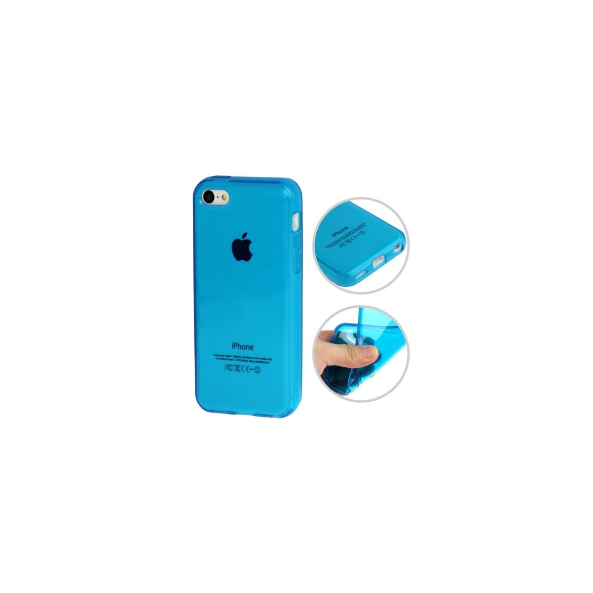 Coque lisse en Silicone Gel (TPU) pour iPhone 5C Bleu