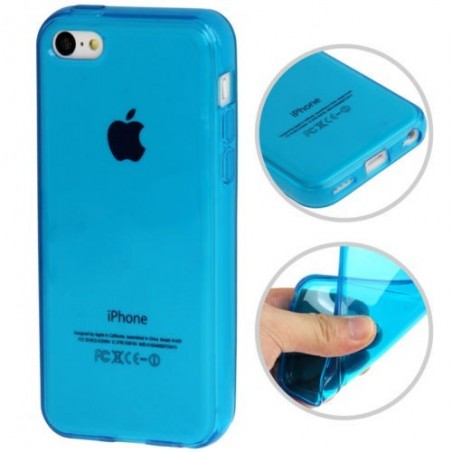 Coque lisse en Silicone Gel (TPU) pour iPhone 5C Bleu