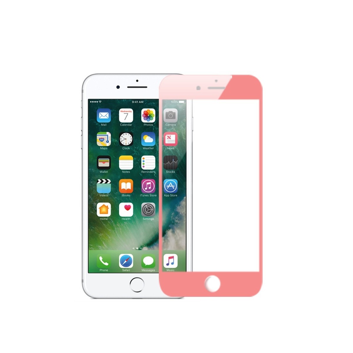 Verre Trempé intégral Rose Pour iPhone 6+ et 6S+ Recouvre à 100% la face avant