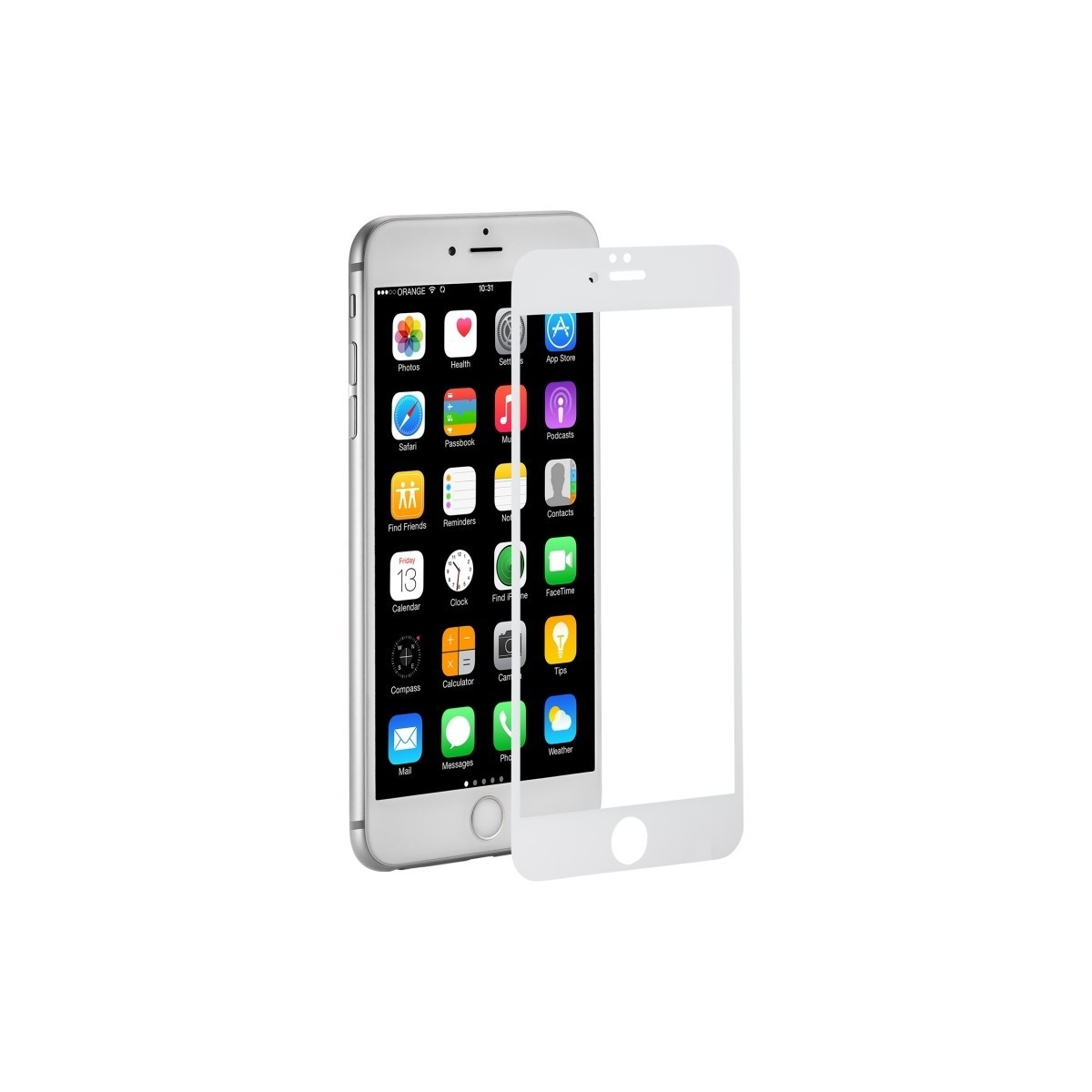 1 Verre Trempé iPhone 6 Plus Blanc Intégral 2.5D