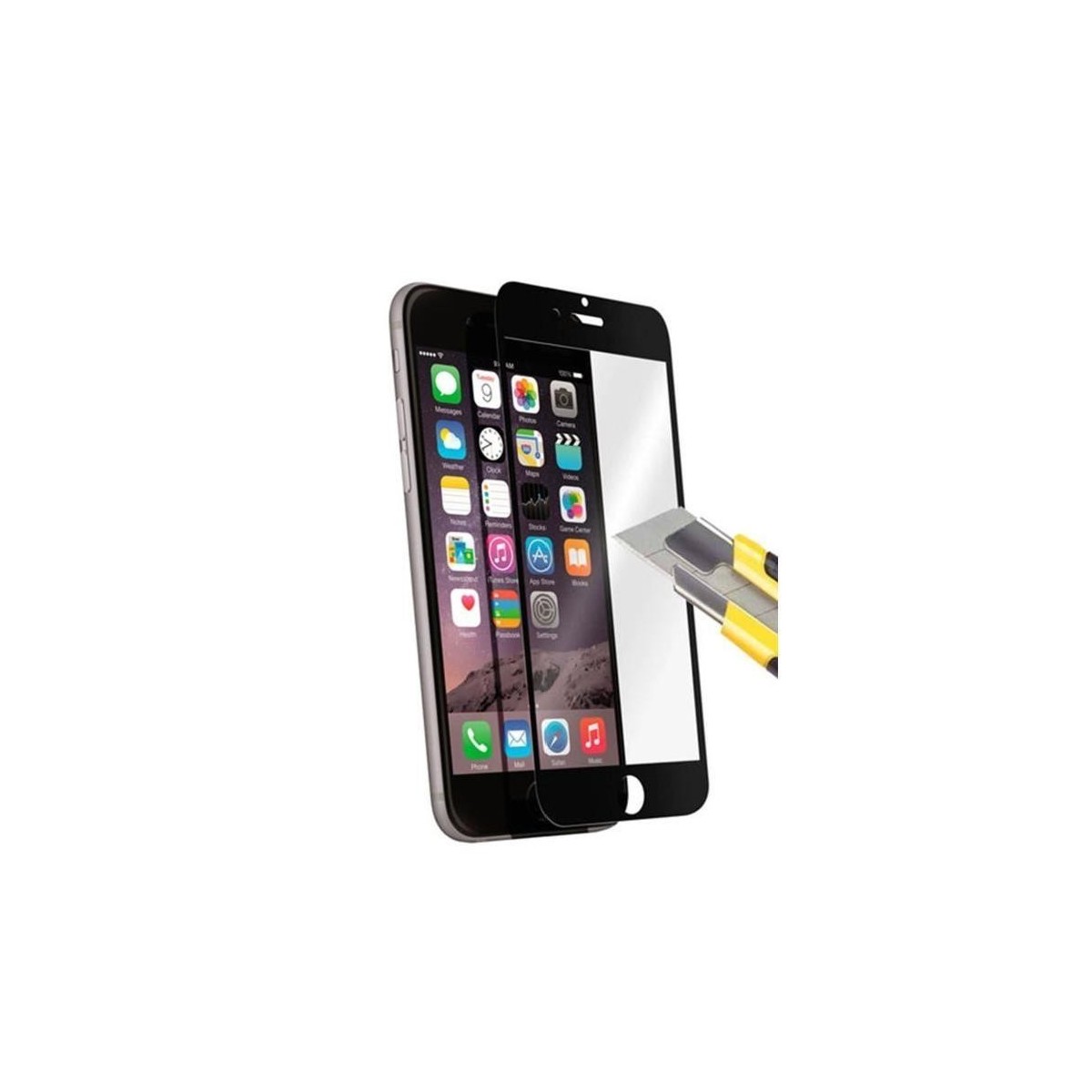 1 Verre Trempé iPhone 6 et 6s Noir 4D