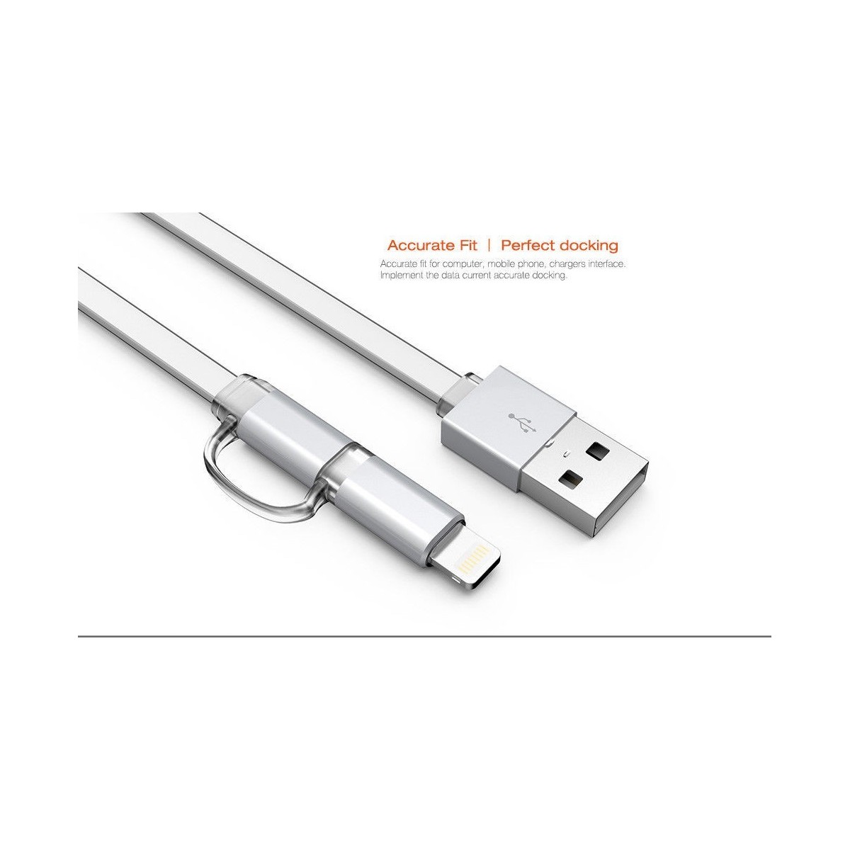 Câble 2 en 1 (Pour iPhone+Micro-USB) LDNIO LC84 Argent 1m