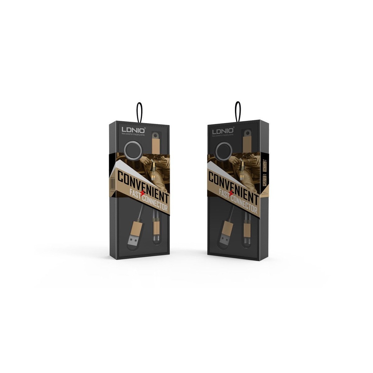 Câble 2 en 1 (Pour iPhone+Micro-USB) LDNIO LC89 Or 2.6cm Câble 2 en 1 (Pour iPhone+Micro-USB) LDNIO LC89 Or 2.6cm