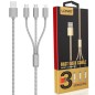 Câble 3 en 1 (Lighting+Micro-USB+Micro-USB) LDNIO LC85 Argent 1,2m Câble 3 en 1 (Lighting+Micro-USB+Micro-USB) LDNIO LC85 Argent 1,2m
