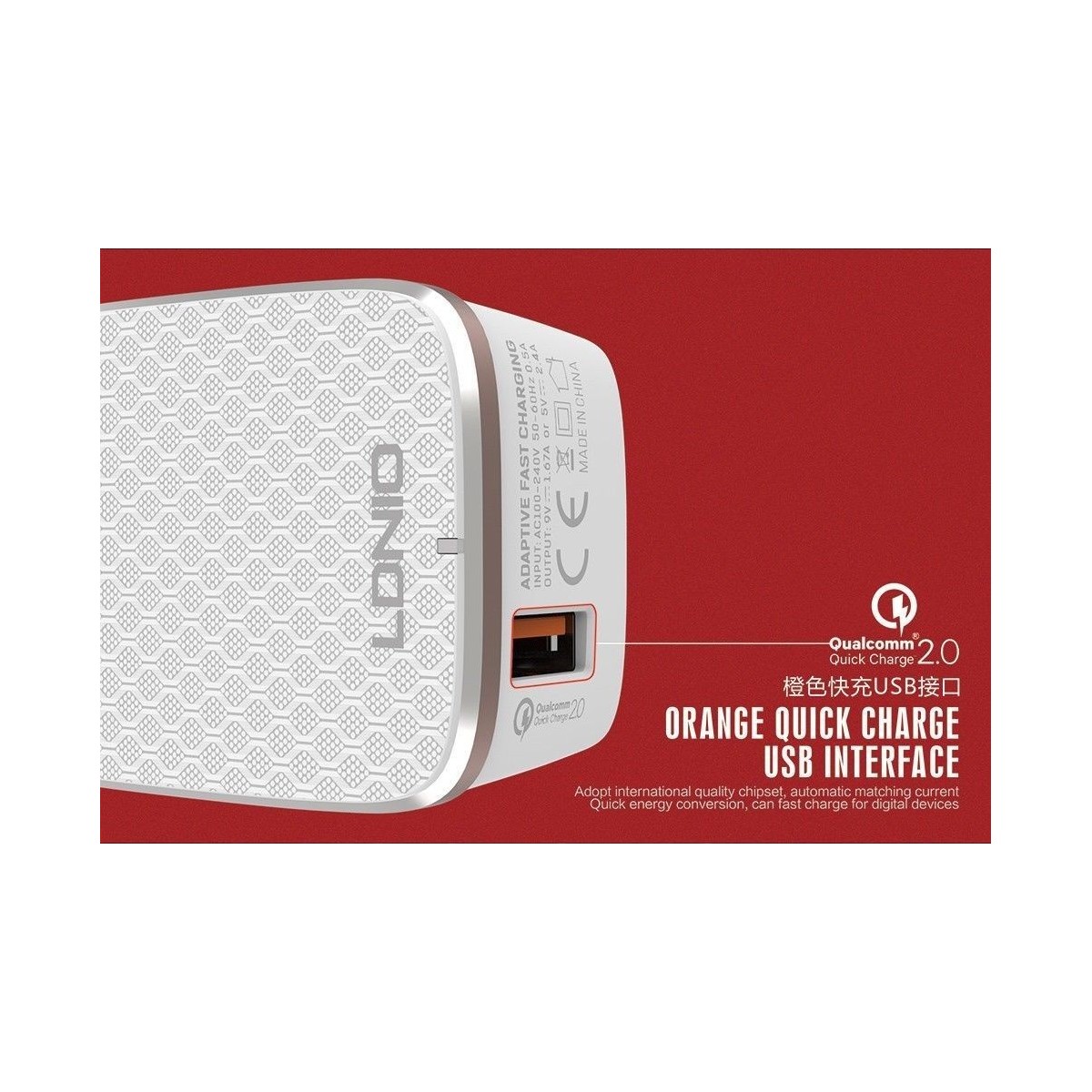 Chargeur Secteur avec câble Lighting 1 Port USB LDNIO A1204QI 2.4A iPhone