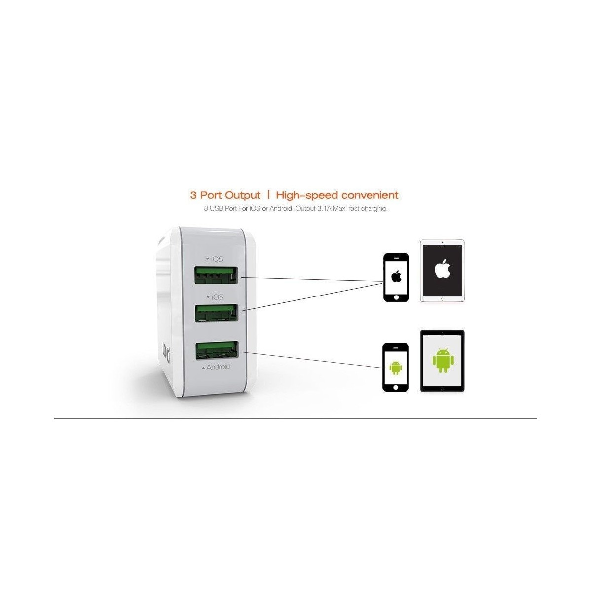 Chargeur Secteur 3 Ports USB LDNIO A3301 3.1A