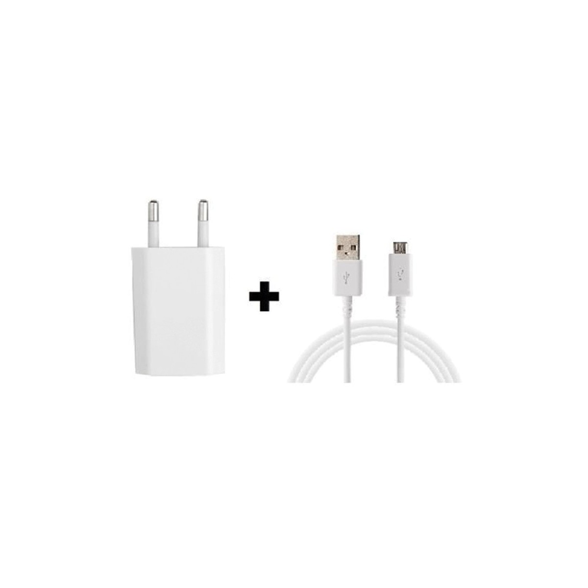 Chargeur 220v + Cable Micro-usb Blanc