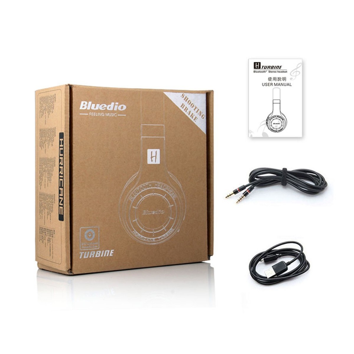 Casque Bluetooth Bluedio H+ (Turbine)  stéréo sans fil écouteur microphone intégré Micro-SD-FM Radio Noir