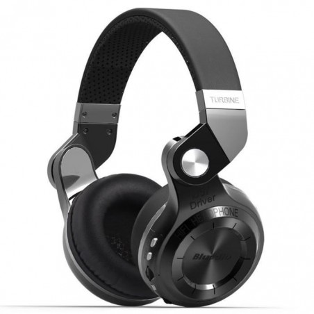 Casque Bluetooth Bluedio T2+ stéréo sans fil avec microphone carte micro-SD et FM radio Noir
