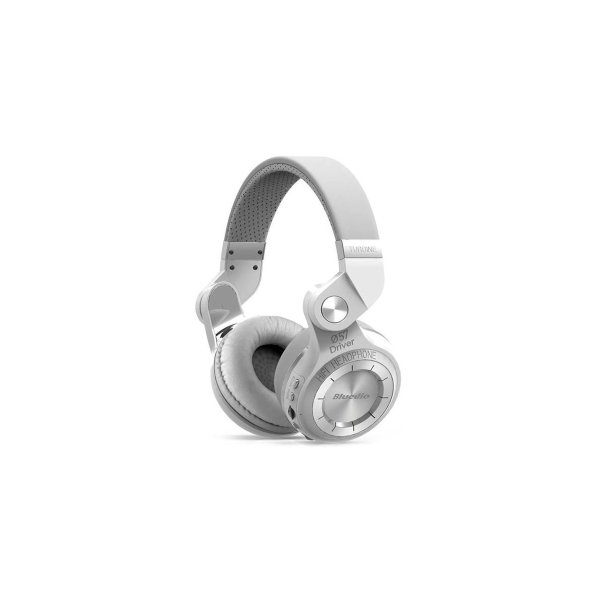 Casque Bluetooth Bluedio T2+ stéréo sans fil avec microphone carte micro-SD et FM radio Blanc