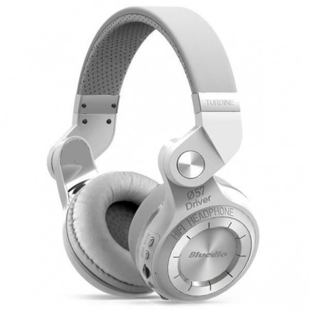 Casque Bluetooth Bluedio T2+ stéréo sans fil avec microphone carte micro-SD et FM radio Blanc