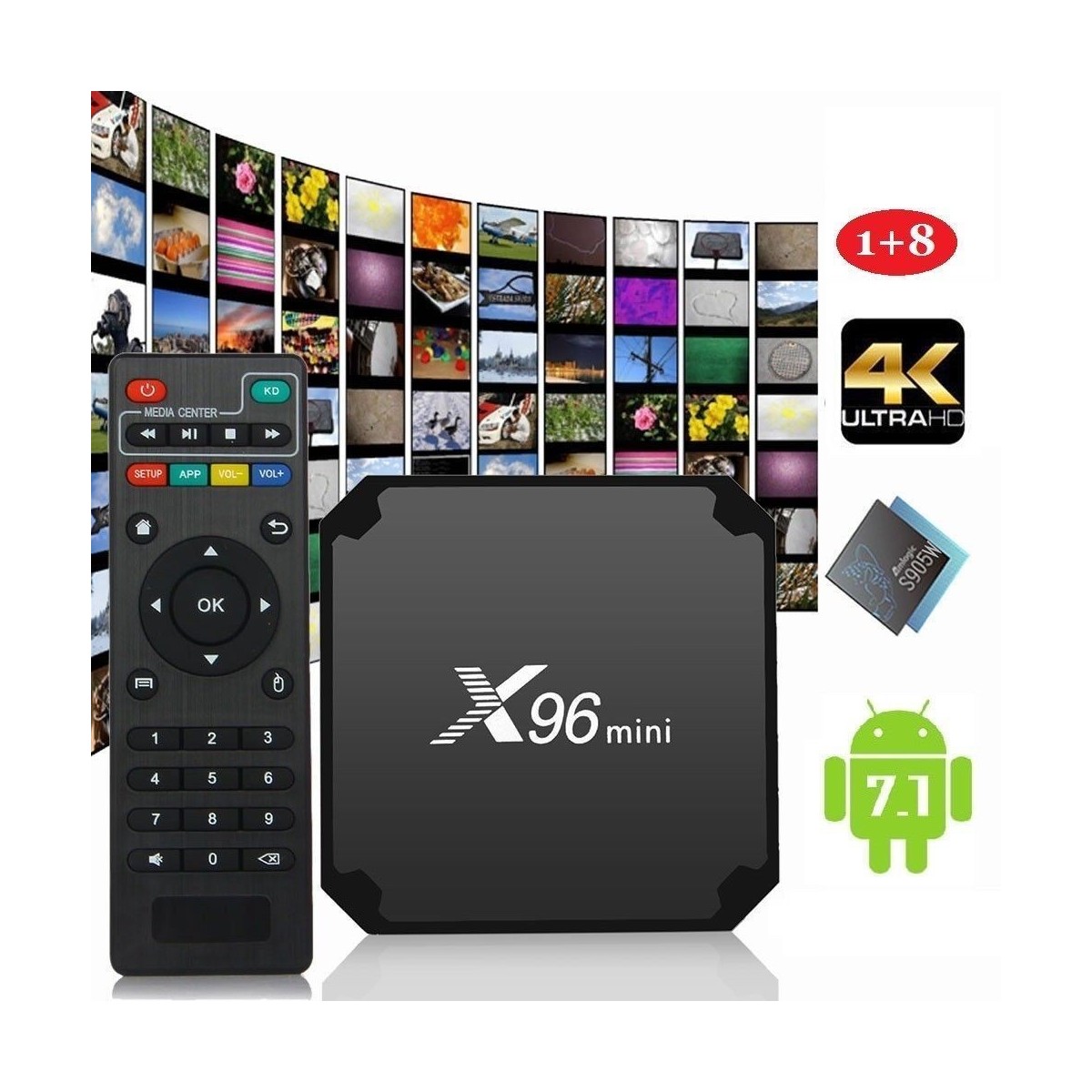 Décodeur multimédias Smart TV Box Android 7.1 X96 Mini 1G/8G avec S