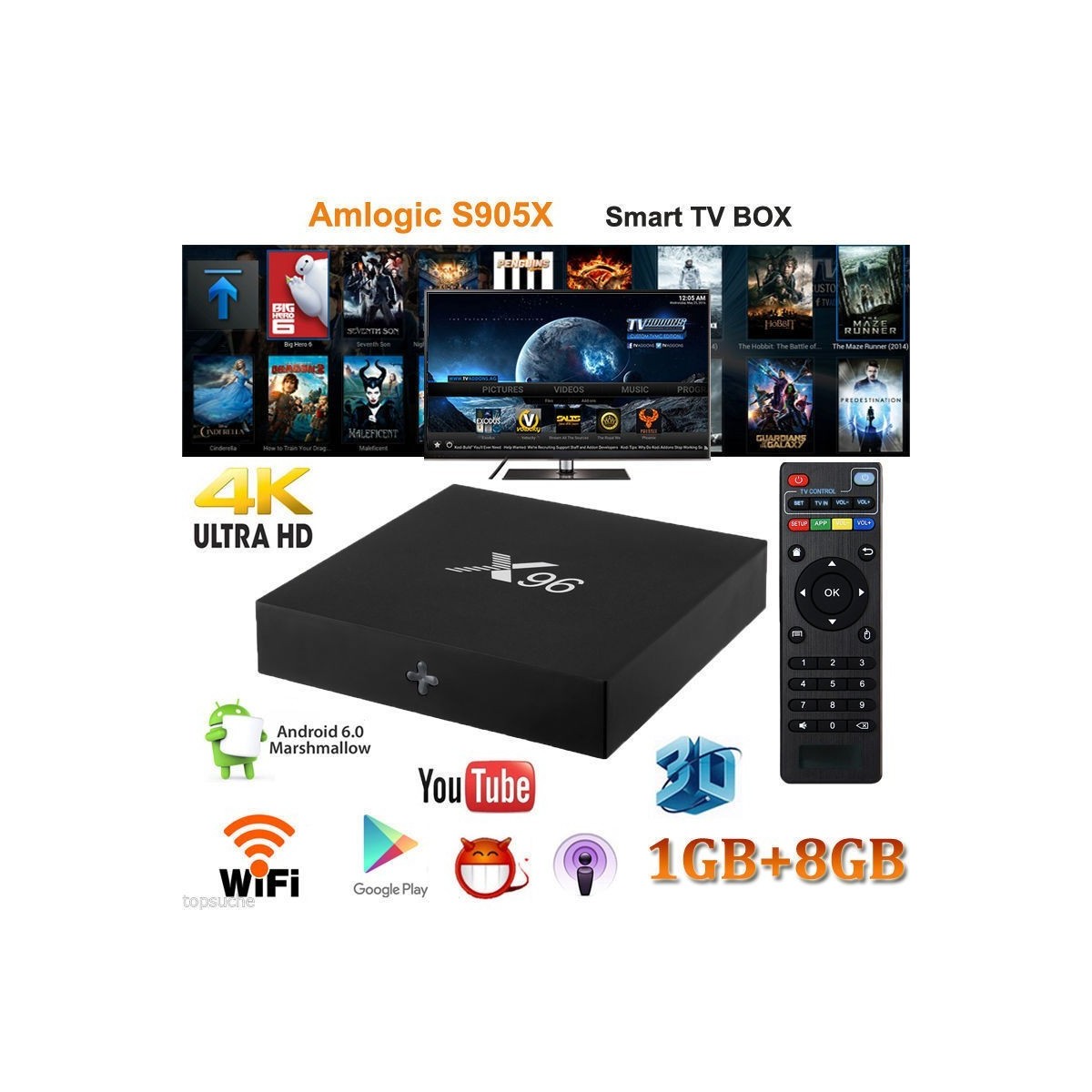 Décodeur multimédias Smart TV Box Android 7.1 X96 1G/8G