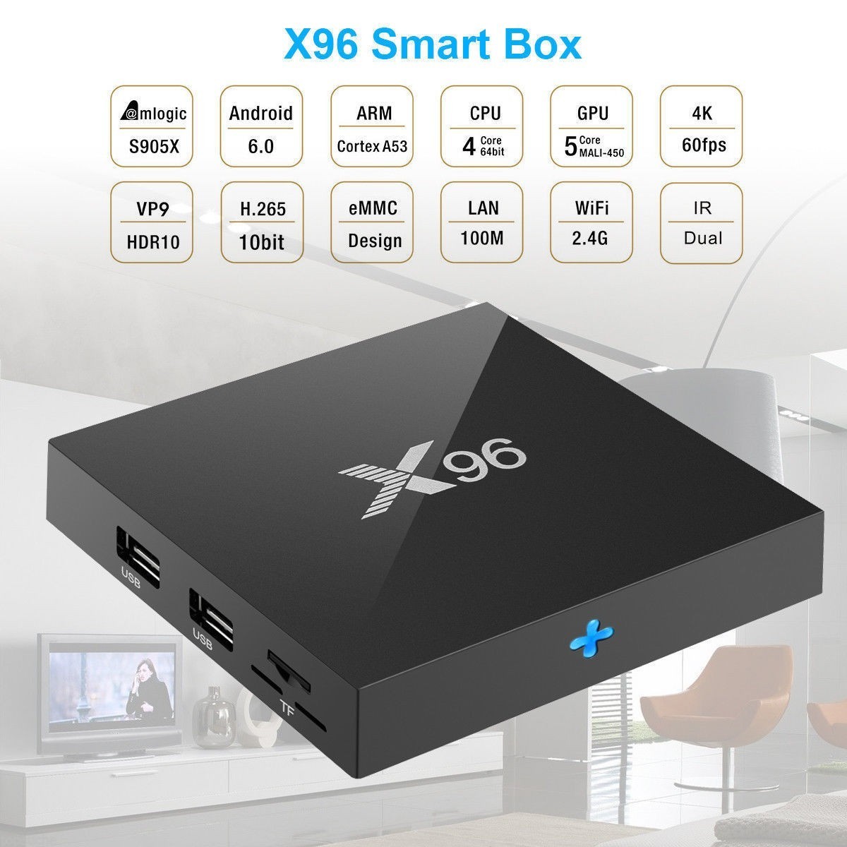 Décodeur multimédias Smart TV Box Android 7.1 X96 1G/8G