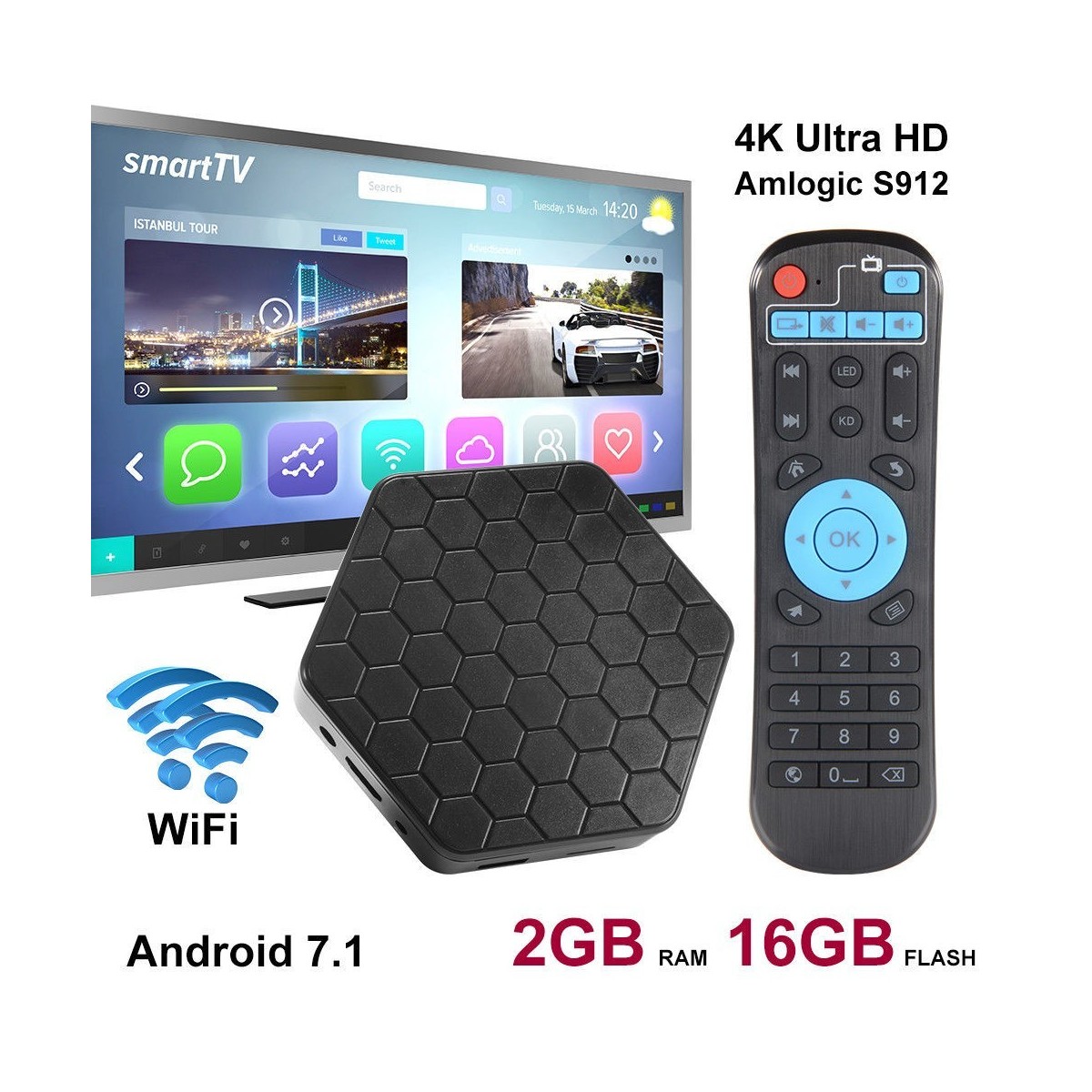Décodeur multimédias Smart TV Box Android 7.1 T95Z PLUS 2/16G