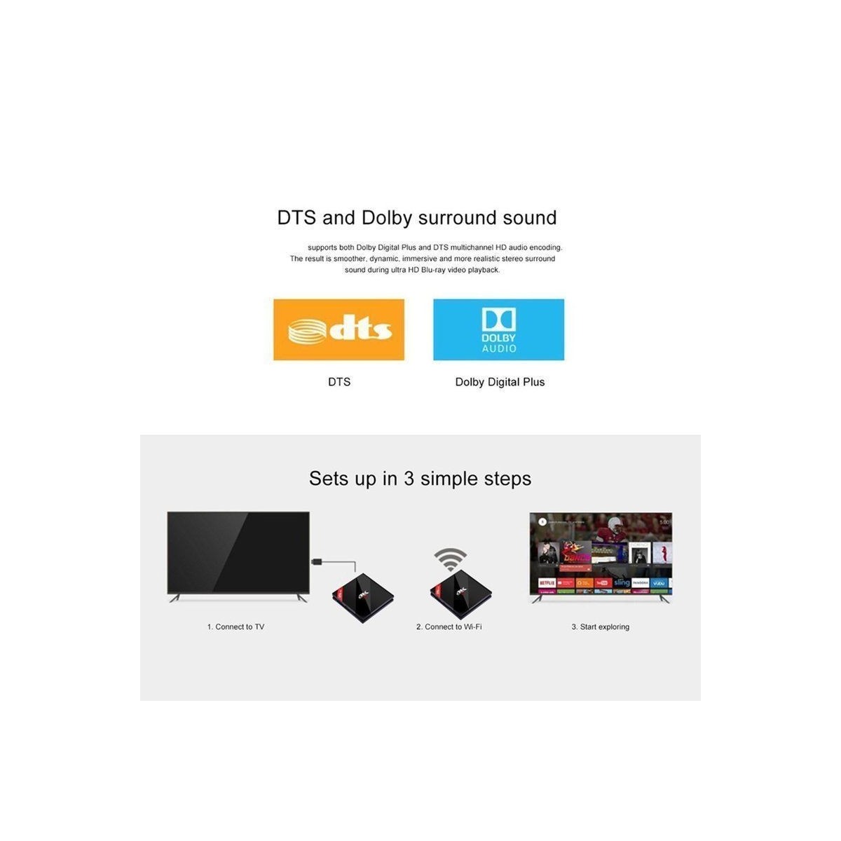 Décodeur multimédias Smart TV Box Android 7.1 H96 PRO+ 2/16G S912