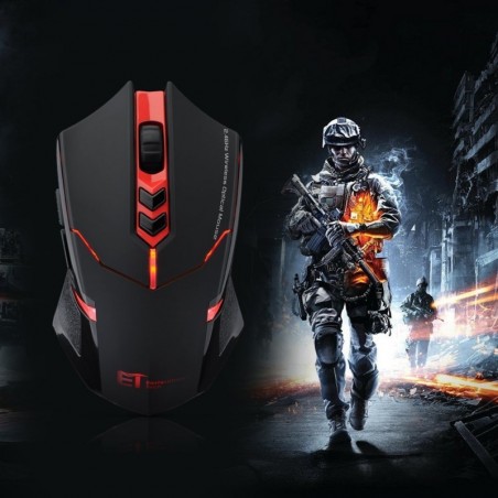 Souris de Jeu 7 Boutons Souris Gaming LED Optique 2400 DPI ET X-08 Noir-Rouge 2.4Ghz