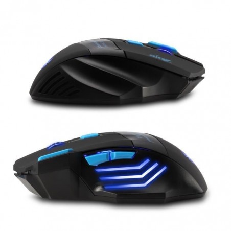 Souris de Jeu 7 Boutons Souris Gaming LED Optique 2400 DPI Zelotes F14 Noir-Bleu 2.4Ghz