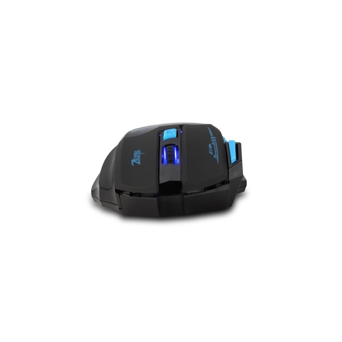 Souris de Jeu 7 Boutons Souris Gaming LED Optique 2400 DPI Zelotes F14 Noir-Bleu 2.4Ghz