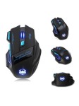 Souris de Jeu 7 Boutons Souris Gaming LED Optique 2400 DPI Zelotes F14 Noir-Bleu 2.4Ghz