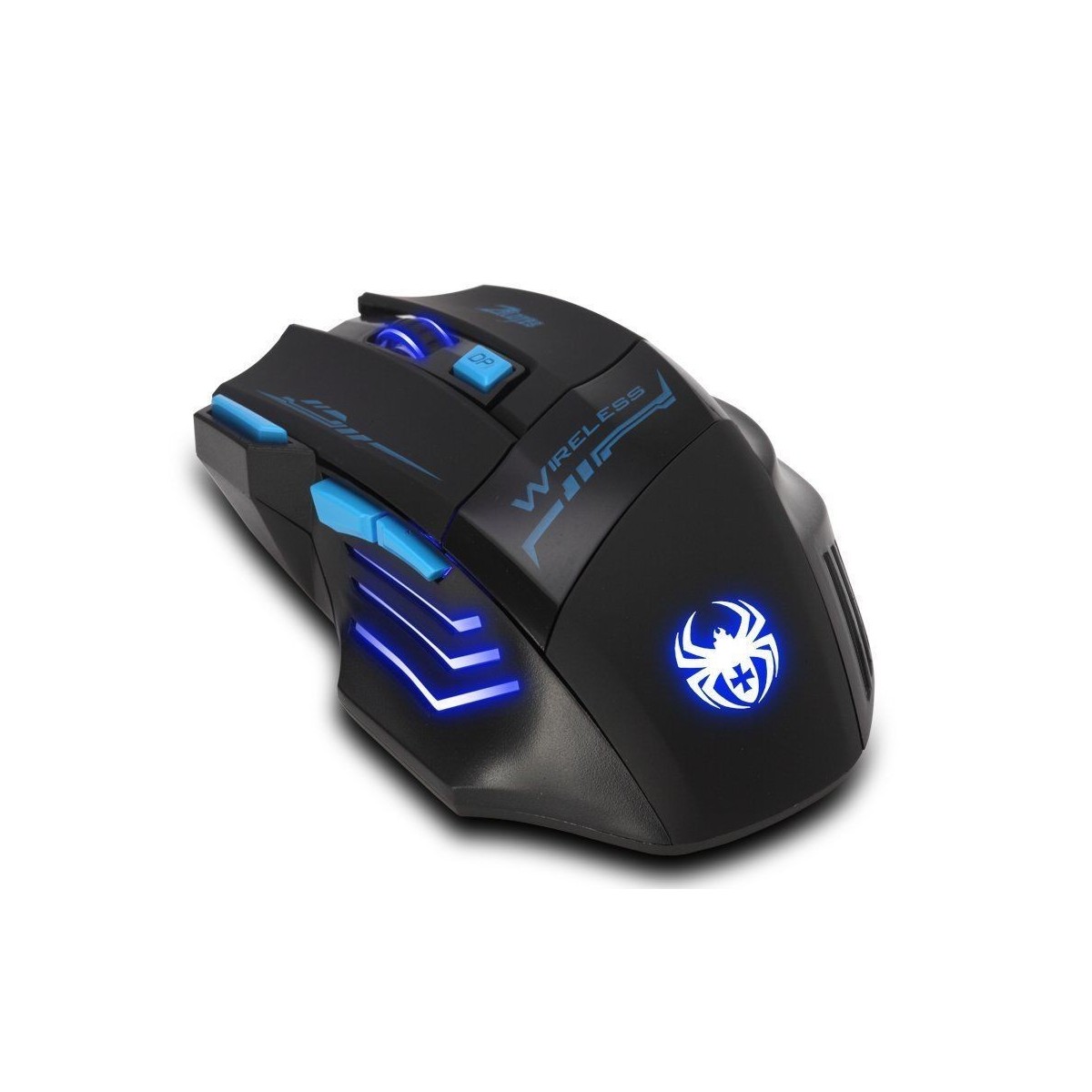 Souris de Jeu 7 Boutons Souris Gaming LED Optique 2400 DPI Zelotes F14 Noir-Bleu 2.4Ghz