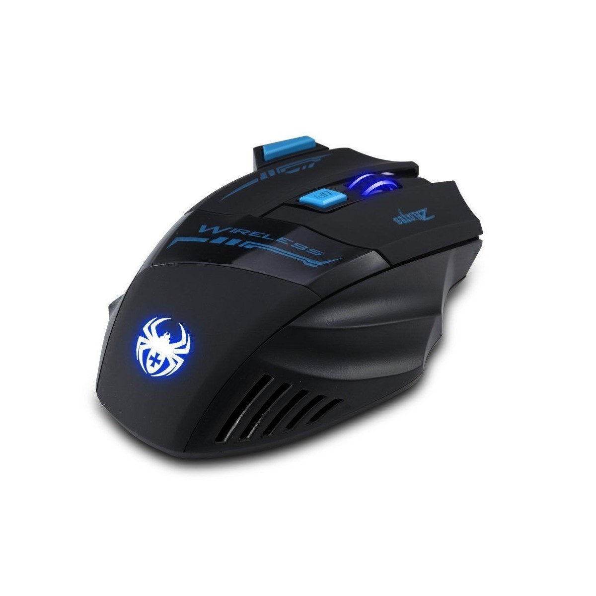 Souris de Jeu 7 Boutons Souris Gaming LED Optique 2400 DPI Zelotes F14 Noir-Bleu 2.4Ghz